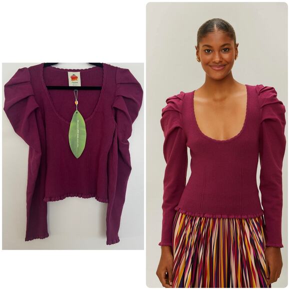 Farm Rio Burgundy Knit Corset Top - Picture 1 of 7